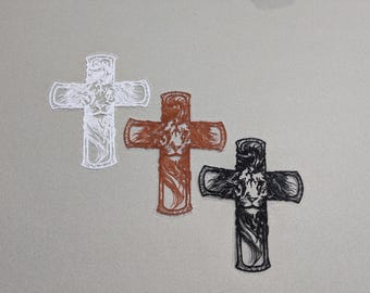 Cruz del León de Judá bordada, aplique religioso de organza, decoración cristiana, regalo para papá.