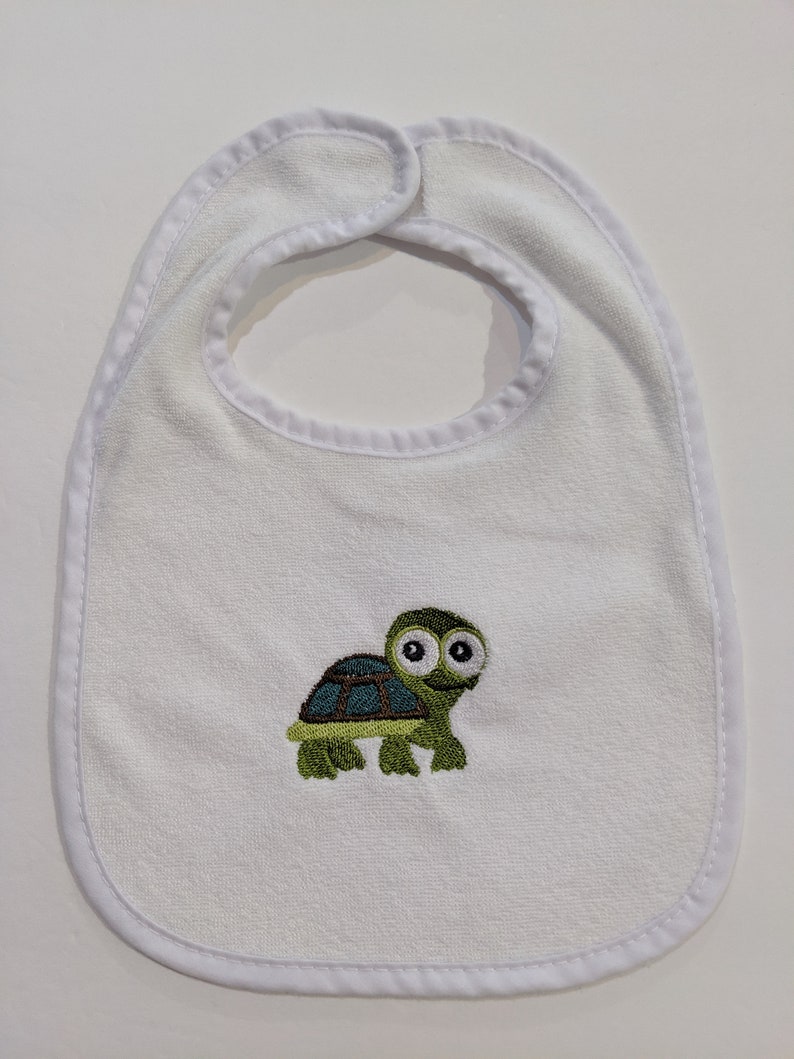 Cute little Turle or Tortoise and It Can Be Personalized Embroidered Baby Bib Free Shipping