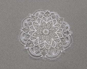 White Lace Organza Doily or Coaster: Delicate Embroidered Ornament, Bookmark