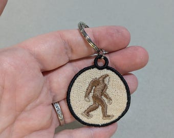 Embroidered Big Foot Keychain: Sasquatch Yeti Charm