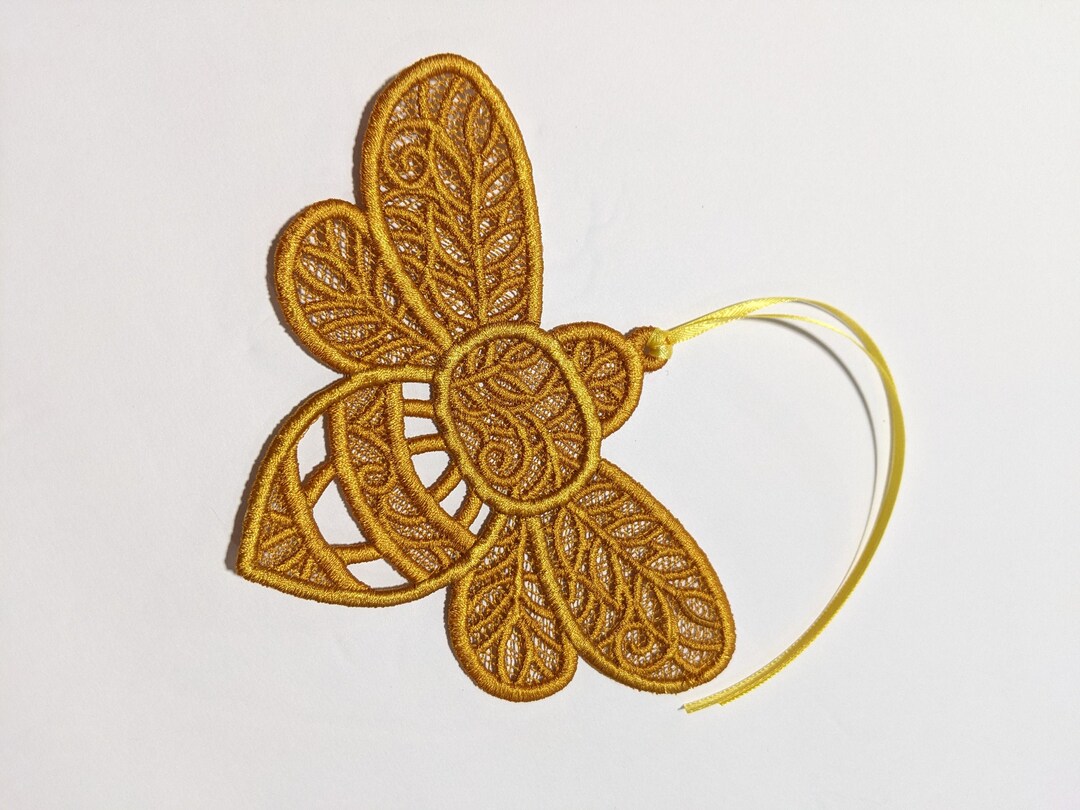 Embroidered Honey Bee Ornament: Golden Yellow Bumble Bee Bookmark - Etsy