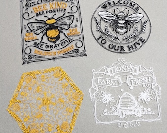 Tapetes de organza bordados con abejas - 4 estilos - Decoración de panal y abejorro - Colores personalizados disponibles