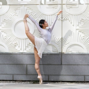 Classic White Wrap Ballet Skirt- White Polyester Chiffon Ballet Dress for Class & Rehearsals | Matching Rolled Hem and Elastic Waistband