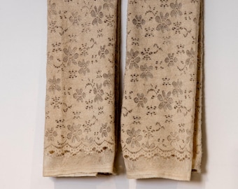 Calentadores de piernas de ballet con encaje floral - Beige leonado, largo completo