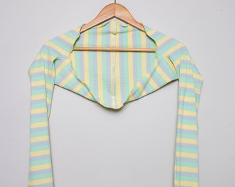 Striped Ballet Bolero Shrug - Yellow, Lime Green, Grey Knit