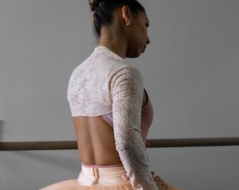Pink Lace Ballet Bolero - Long Sleeve Warm Up Shrug