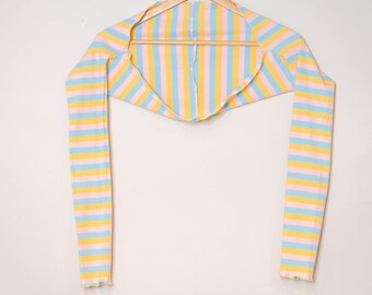 Striped Knit Ballet Bolero Shrug – Cotton Spandex Long Sleeve Warm Up