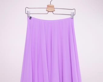 Falda de ballet clásica de 20 pulgadas en color lila púrpura - Vestido de ballet de gasa de poliéster lila para clases y ensayos / Dobladillo enrollado a juego y cintura elástica.
