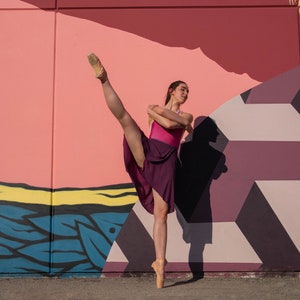 Classic Purple Wrap Ballet Skirt- Purple Polyester Chiffon Ballet Dress for Class & Rehearsals| Matching Rolled Hem and Elastic Waistband
