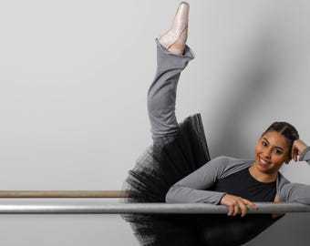 Grey Organic Cotton Knit Ballet Legwarmers – Full Length Dance Warm-ups