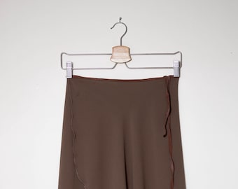 Taupe Brown Chiffon Ballet Wrap Skirt | Rolled Hem, Dance Class
