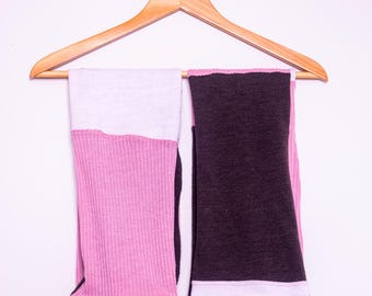 Calentadores de piernas personalizados con patchwork / Mezcla de rosa, marrón y rosa claro / Tejido de poliéster