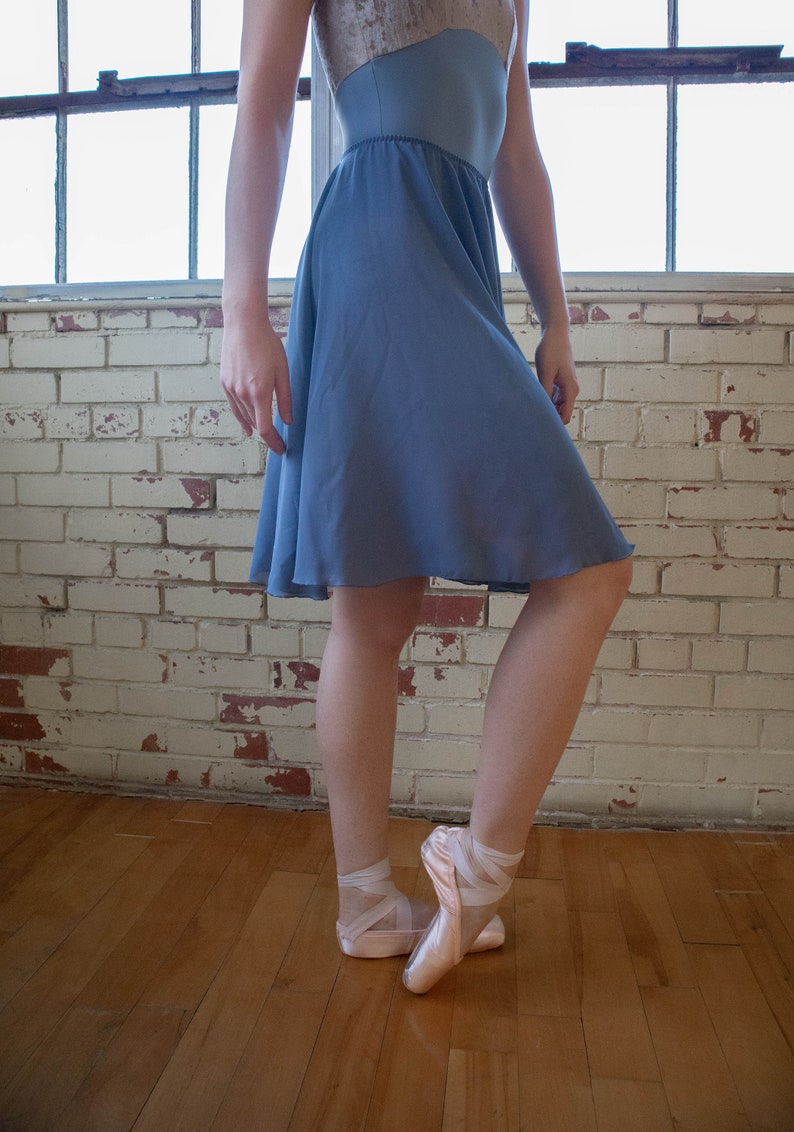 Classic 20 Steel Blue Ballet Skirt Blue Polyester Chiffon Ballet Dress