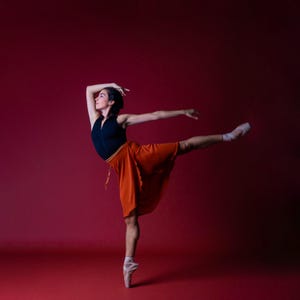 Pumpkin Spice Orange Wrap Ballet Skirt - Polyester Chiffon, Rolled Hem