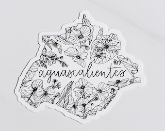 Aguascalientes sticker | Mexico state sticker | sagittaria demersa sticker | hand-lettered | floral | vinyl decal | Fleurish & Fable
