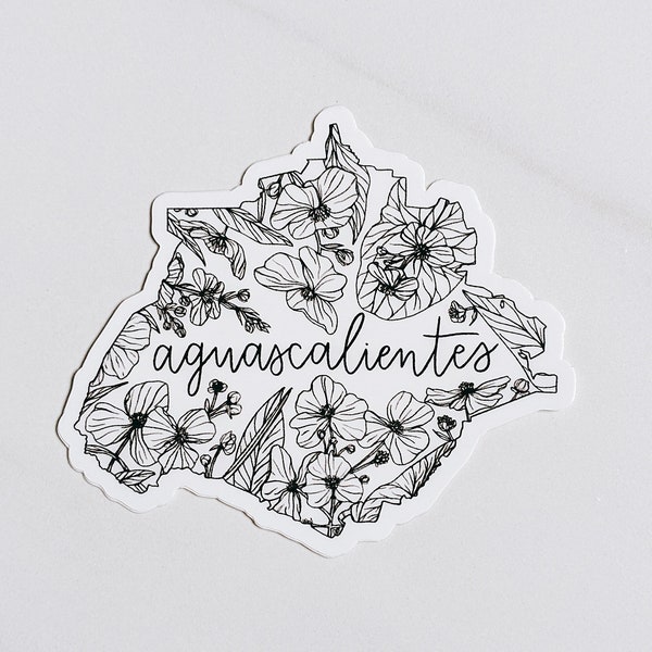 Aguascalientes sticker | Mexico state sticker | sagittaria demersa sticker | hand-lettered | floral | vinyl decal | thebecollective