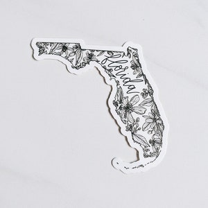 Florida sticker | FL state flower | orange blossom sticker | floral design | vinyl decal | waterproof after 24 hours | thebecollective