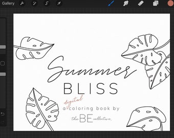 Summer Bliss DIGITAL Coloring Book | 10 pages | 20 half-sheet designs | 8.5x11 size | digital download | print at home | Fleurish & Fable