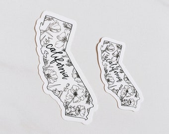 California sticker | MINI size available | CA state flower | poppy | vinyl decal | waterproof after 24 hrs | water bottle | thebecollective
