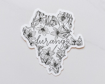 Durango sticker | Mexico state | hand-lettered | floral | vinyl decal | waterproof | car | laptop | water bottle | phone | Fleurish & Fable