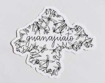 Guanajuato sticker | Mexico state sticker | Houstonia Rubra sticker | hand-lettered | floral | vinyl sticker | waterproof | Fleurish & Fable