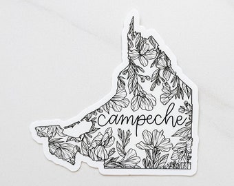 Campeche sticker | Mexico state sticker | native flora decal | hand-lettered | floral | vinyl sticker | waterproof | Fleurish & Fable