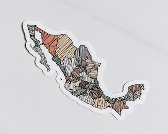 Mexico sticker | Mexico states | country sticker | vinyl sticker | waterproof | full color | small decal | phone | laptop | Fleurish & Fable