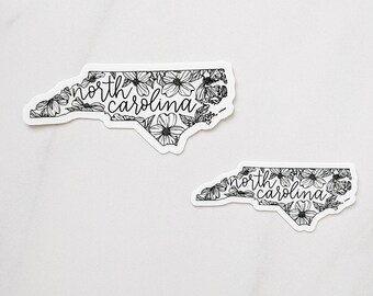North Carolina sticker | MINI size available| NC state flower | flowering dogwood | floral | hand-lettered | vinyl decal | Fleurish & Fable