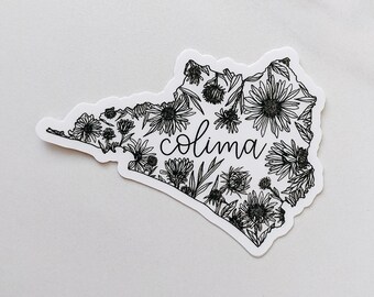 Colima sticker | Mexico state | grindelia nelsonii decal | hand-lettered | floral | vinyl decal | waterproof after 24 hrs | Fleurish & Fable