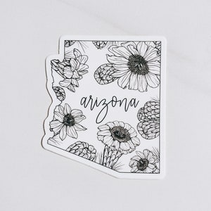 Arizona sticker | AZ state flower | saguaro cactus blossom | floral | hand-lettered | vinyl decal | waterproof after 24 hr | thebecollective