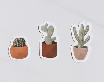 cacti trio | cactus sticker set | vinyl sticker pack | cactus | succulents | plants | plant mom | boho | waterproof | Fleurish & Fable