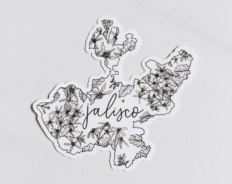 Jalisco sticker | Mexico state sticker | floral | hand-lettered | calligraphy | vinyl decal | waterproof after 24 hours | Fleurish & Fable