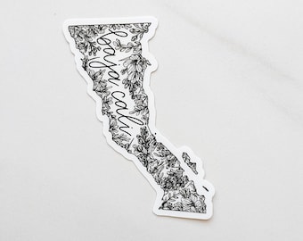 Baja California sticker | Mexico state sticker | native flora decal | hand-lettered | floral | vinyl sticker | waterproof | Fleurish & Fable