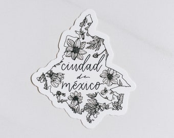 Ciudad de México sticker | Mexico City state sticker | floral | lettered design | vinyl decal | waterproof after 24 hrs | Fleurish & Fable
