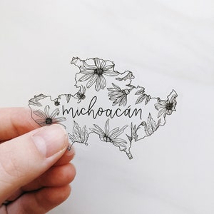 CLEAR Michoacán sticker | Mexico state sticker | Mexican Sunflower | hand-lettered | floral | vinyl decal | thebecollective