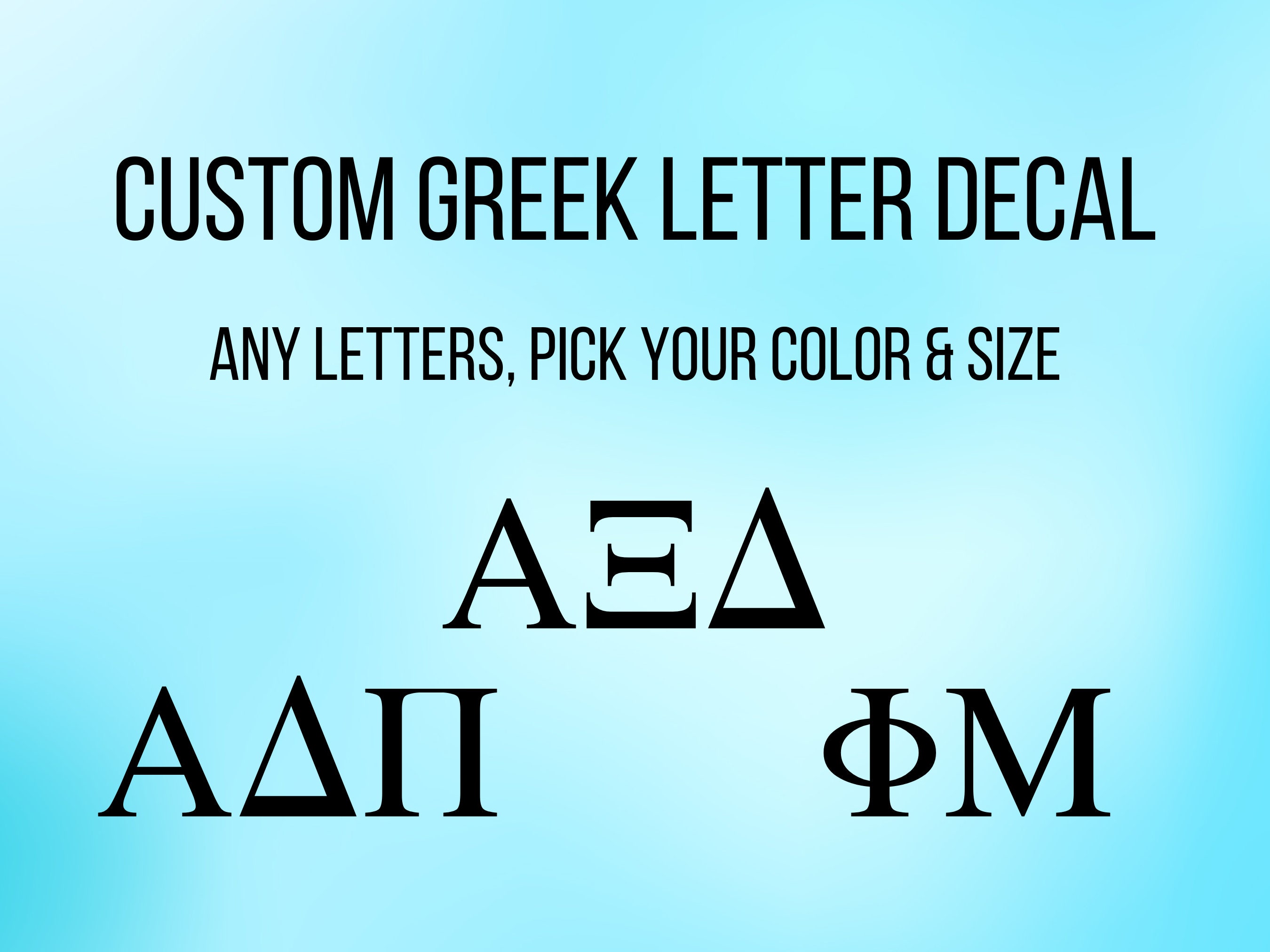 Custom top greek letters
