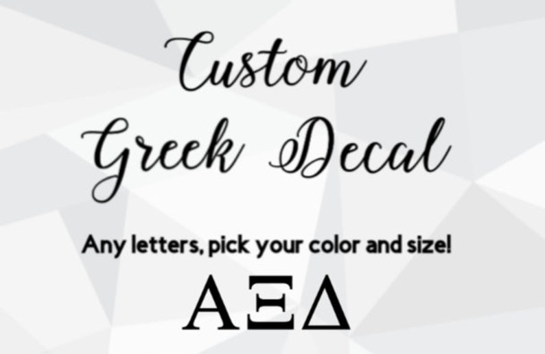 Custom Greek Letter Decal Personalized Greek Letters Etsy