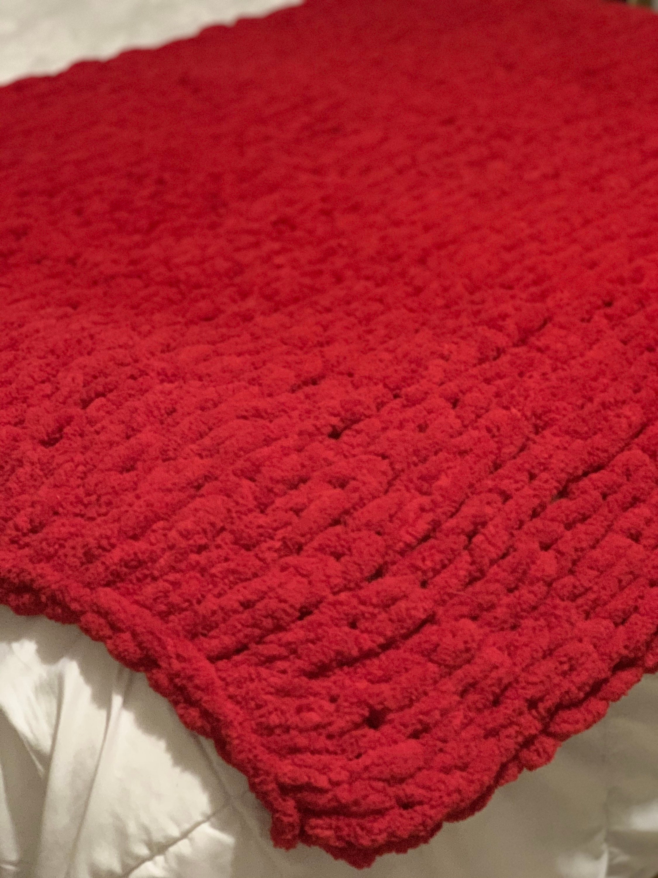 Vibrant Red Chunky Knit Blanket Etsy