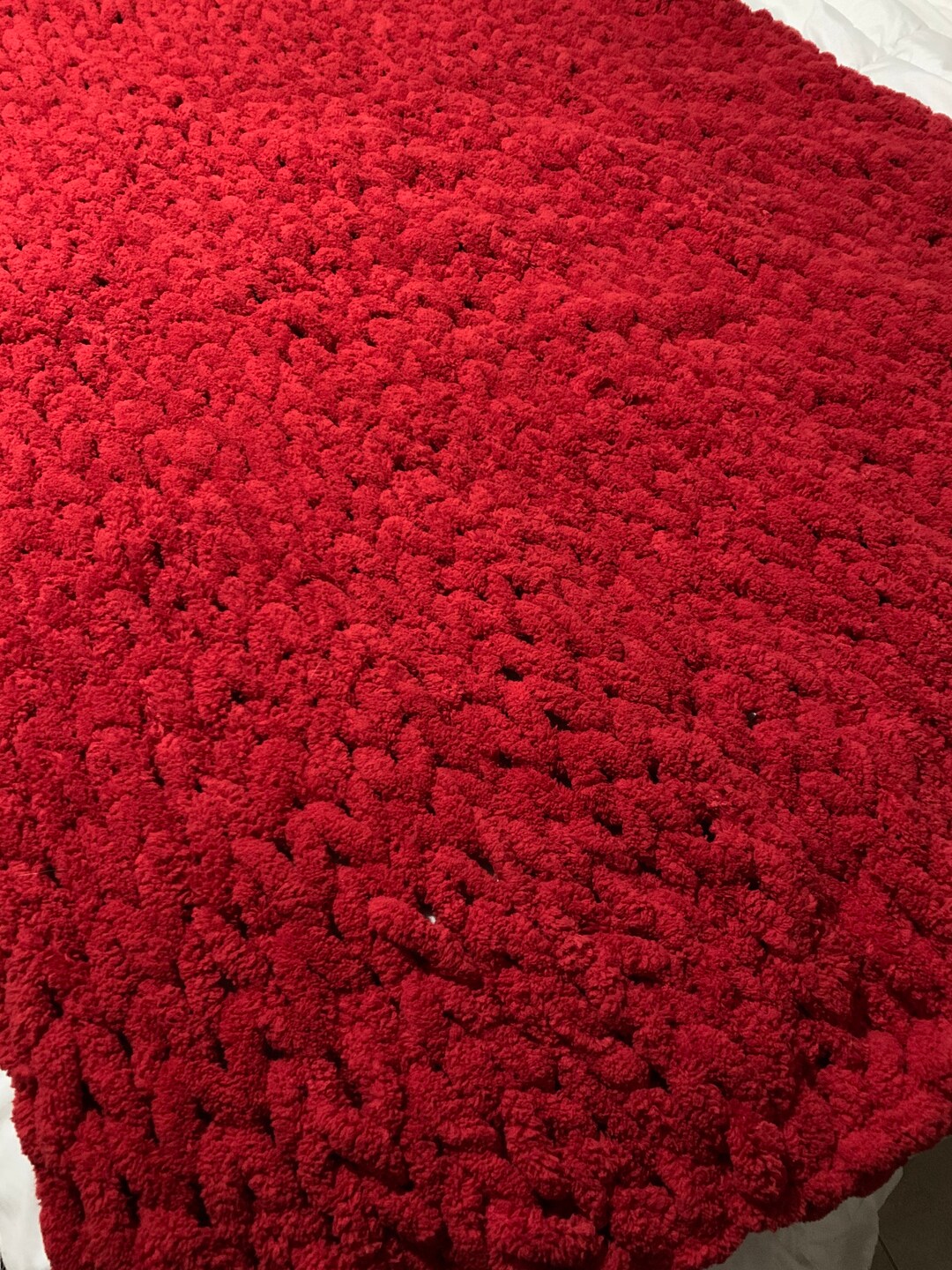 Vibrant Red Chunky Knit Blanket Etsy