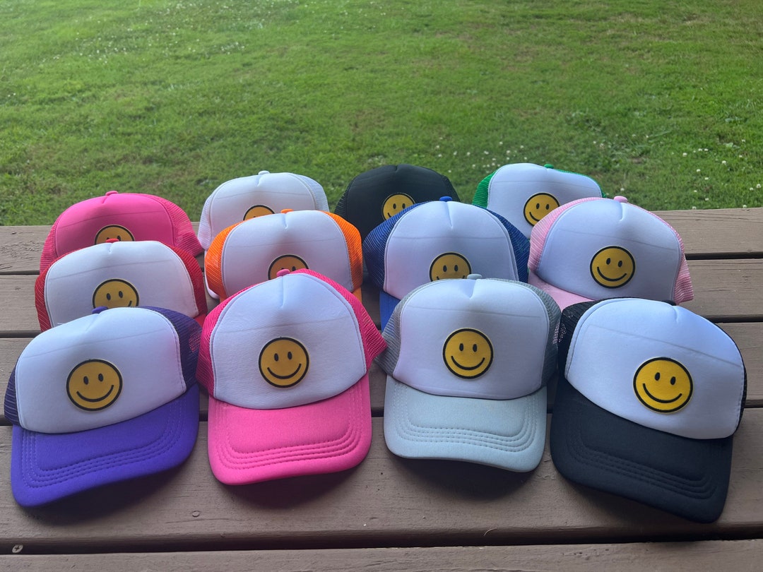 Smile Smiley Face Trucker Hat Embroidered Trendy - Etsy