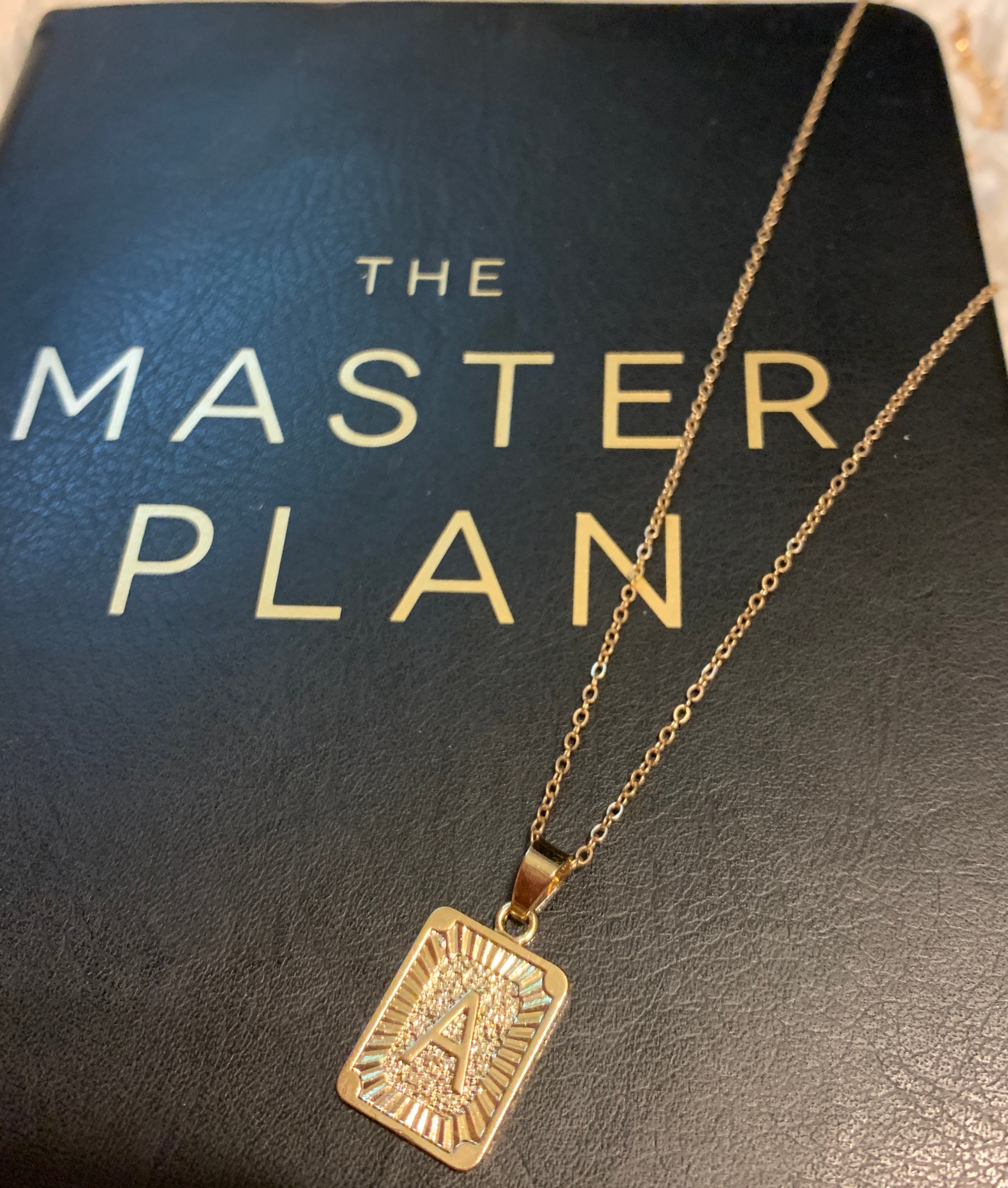 Gold Initial Tag Necklace Monogram 