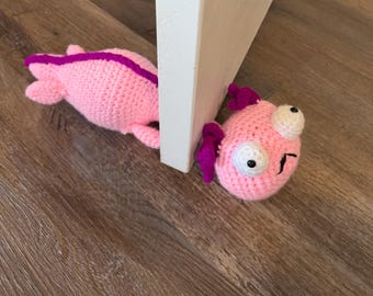 Squished Derpy Axolotl Crochet Doorstop Pattern (PDF Pattern)