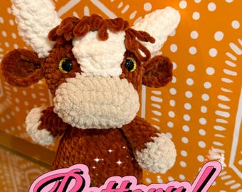 Crochet Longhorn Baby Cow Pattern: Amigurumi Plush Toy (PDF Pattern)