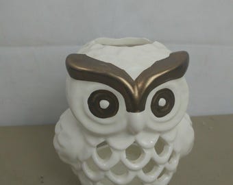 Better Homes & Garden White Owl Candle Holder Nice 8"