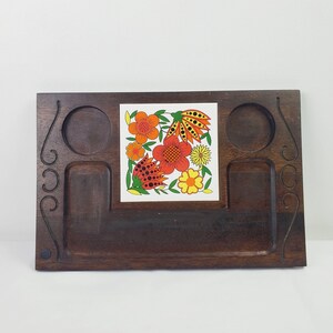 Vintage 60&#39;s Charcuterie Board Floral Tile Square