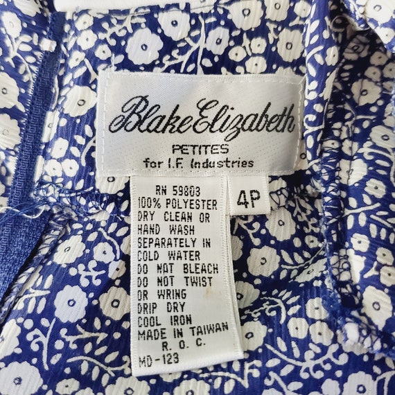 Vtg 80s Blake Elizabeth A-Line Silky Floral Belte… - image 8