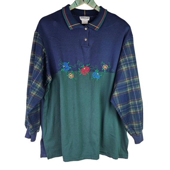 Haut Manches Longues Imprimé Floral Bleu Sarcelle Et Ivoire - Taille Standard - Neuf