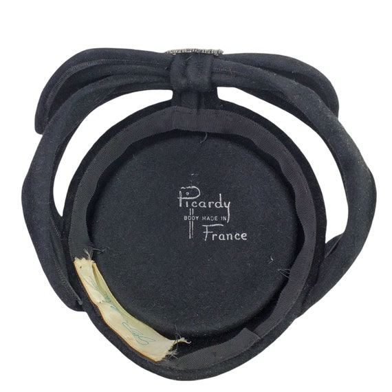 Vintage Picardy France Black Velvet Big Bow Rhine… - image 6