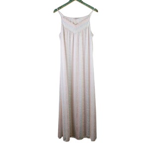 Vintage Vanity Fair Striped V-Neck Spaghetti Strap Silky Night Gown, USA, Sz M