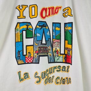 Vintage 80&#39;s Yo Amo A Cali &quot;La Sucursal Del Cielo&quot;, I Love Cali T-Shirt, Sz L